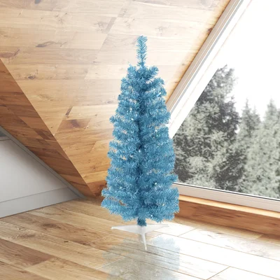 Pencil 3' Sky Blue Pine Artificial Christmas Tree with 50 Single Colored Lights