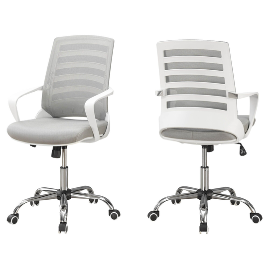 Offex Contemporary Mid-Back Office Chair w/ Nylon Castors -White, Grey - 24"x 24.25"x 39"