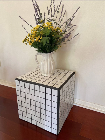 Tiled Cube Accent Table Nightstand