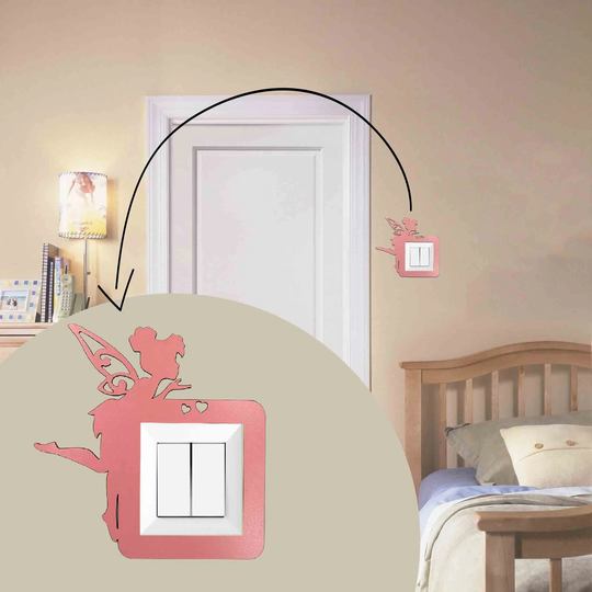 Tinkerbell Light Switch Surround, Socket Surround Cover, Pink Outlet Pixie Plate Covers, Frame