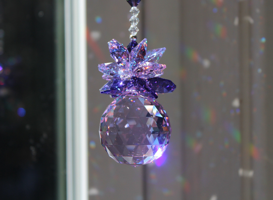 Purple - Power Of Color Sun Catcher Made With Swarovski Crystal 30mm Ball, Rainbow Maker, Window Prism