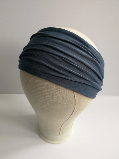 Wide Workout Headbands For Women in Slate Blue, Soft, Stretchy, Comfortable Yoga Or Running, Summer Beach Hair Accessory, Gift Her