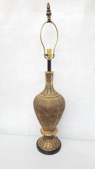 Vintage Table Lamp Gold Gilt Wood Tall Metroware Hollywood Regency