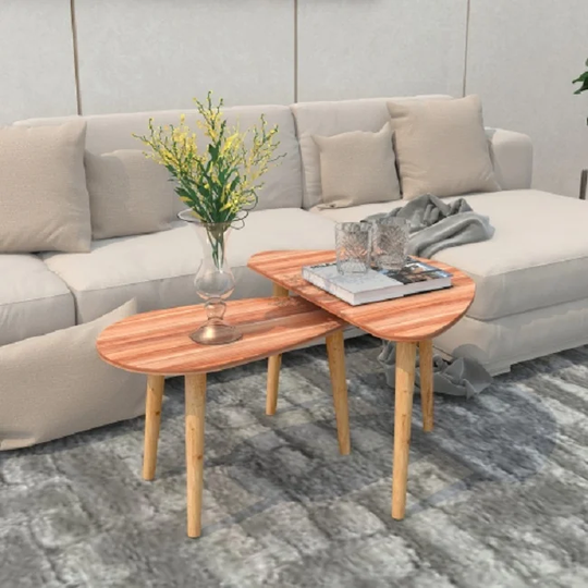 Nesting Coffee Table, Set of 2 Drop Shape Table, Triangle Table, Oval Table, Contemporary Style Leisure Tea Table Cocktail Table