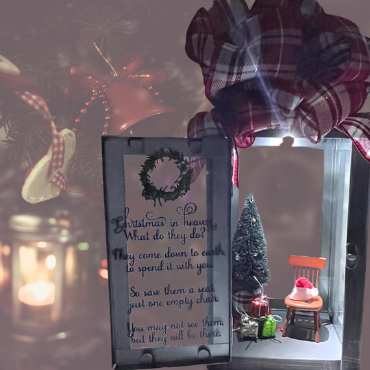 Led Lit Christmas in Heaven Empty Chair Memorial Lantern, Best Of 2022, Celebration Life, Grief, Gift
