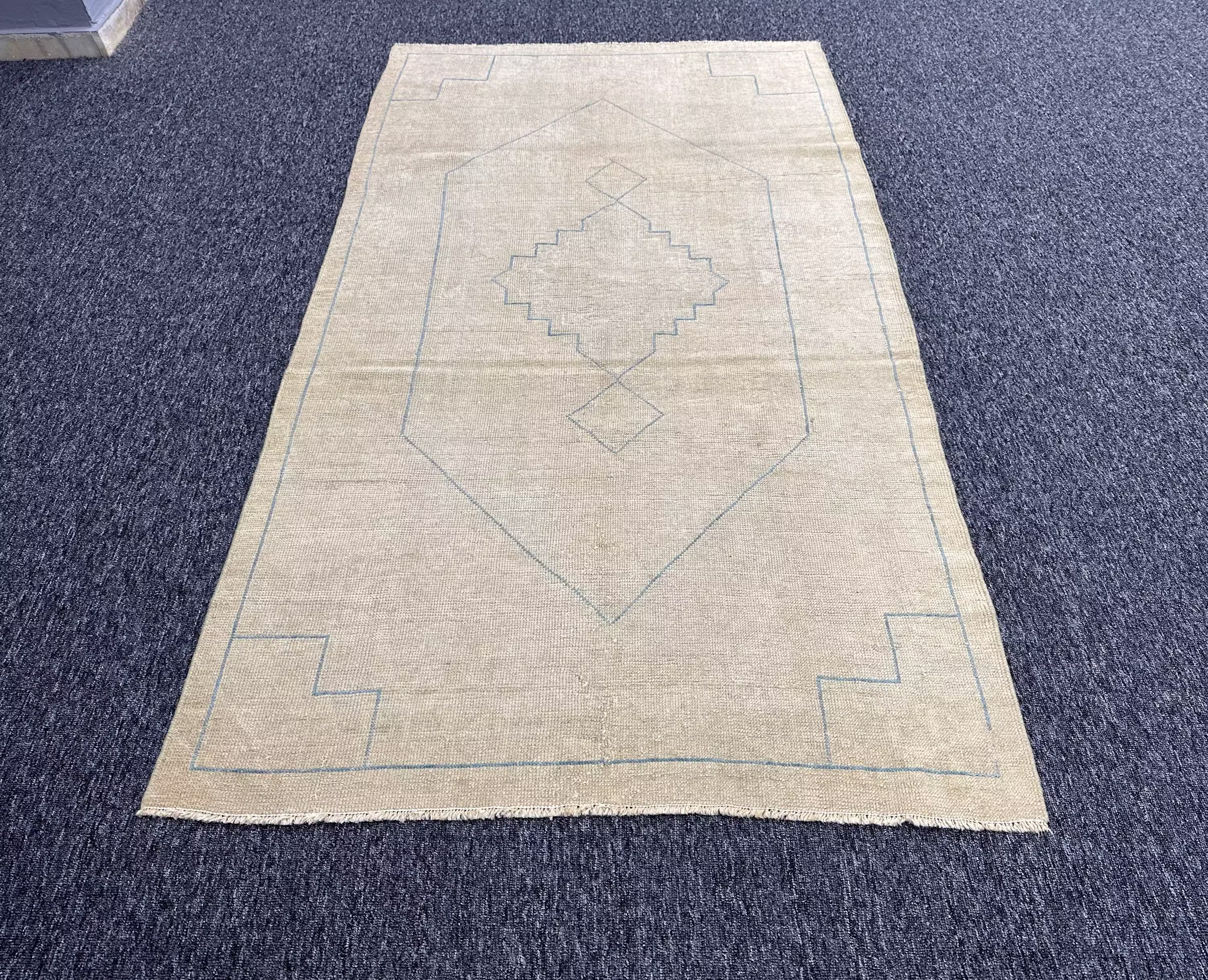 3'8"x6'7" Ft. Turkish Vintage Rug. Soft Color Neutral Colors Nomadic. Worn Entryway Nursery Area