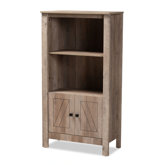 Derek Transitional Natural Oak Finished Wood 3-Tier Bookcase