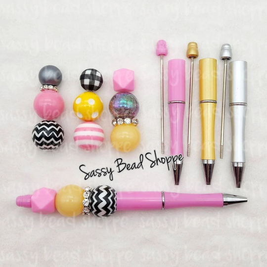 Pencil Pal Diy Bubblegum Bead Plastic Pen Kit, Beadable Pens Chunky Beads, M&m Bubbles, Bubble Gum Kits