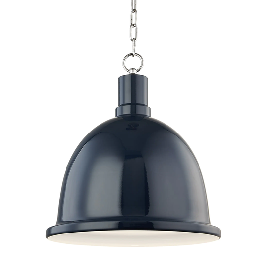 Mitzi by Hudson Valley Blair 1-light Polished Nickel Large Pendant, Navy Metal