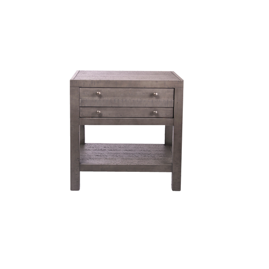 Best Quality Furniture Rustic Wood 1-Drawer End Table with Lower Shelf - End Table