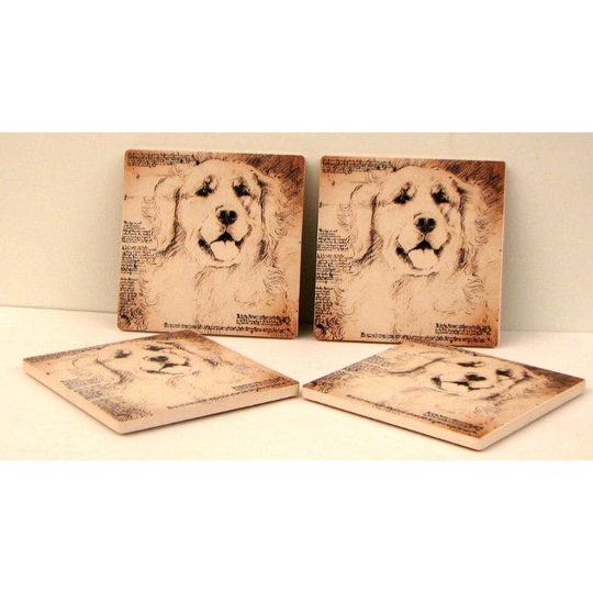 Golden Lab Coasters Set of 4 - Cream - 4" W x 4" L x 1/4" D