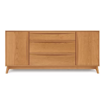 Catalina 66.13'' Wide 3 Drawer Walnut Solid Wood Sideboard