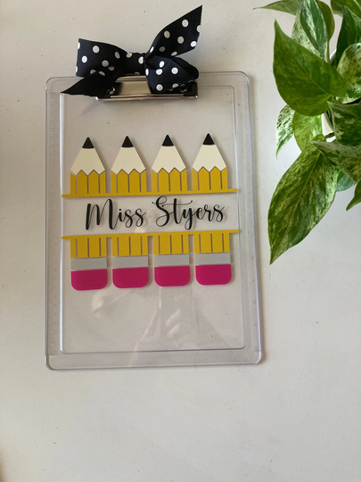 Personalized Clipboard, Monogram Teacher Pencil Clipboard With Name, Appreciation Gifts