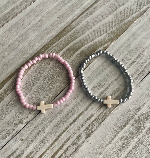 Choose Your Color Beaded Cross Bracelet | Christian Jewelry Christmas Gift Faith Friendship