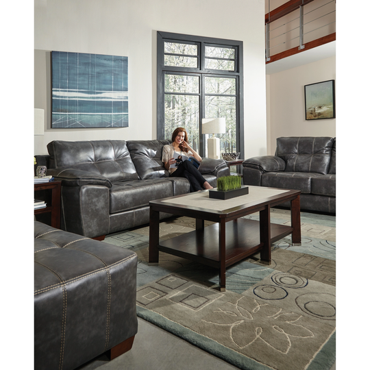 Elmer Contemporary Faux Leather Sofa