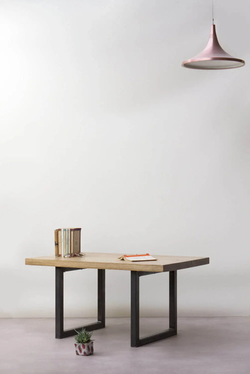 Konk ‖ "Cubic' Coffee Table Bespoke Sizes Available Industrial Oak & Steel Side Table, Minimal Solid Wood