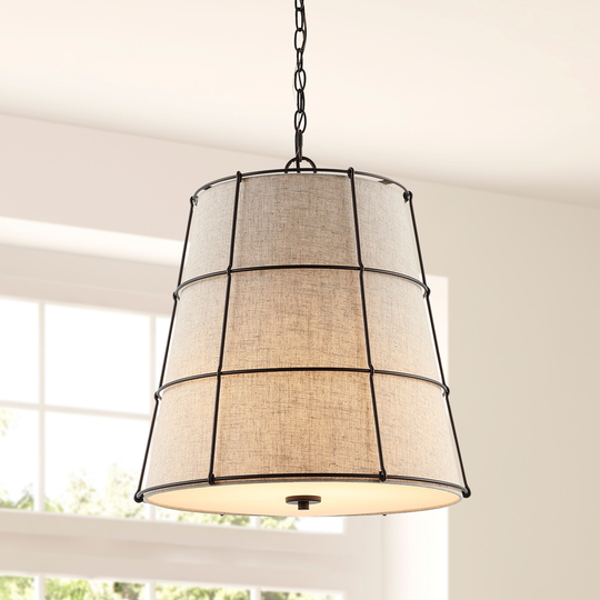 Chadwick 19" 3-Light Rustic Farmhouse Iron LED Pendant, Oil Rubbed Bronze by JONATHAN Y - 3 Light