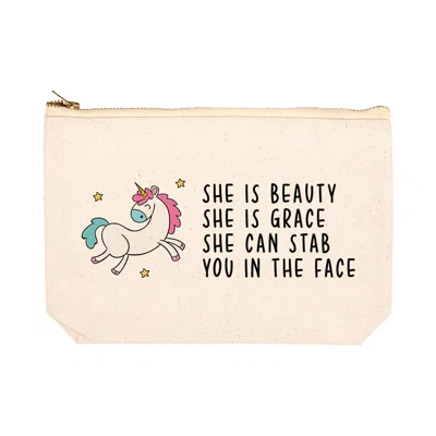 She is Beauty Grace Can Stab You in the Face Makeup Pouch
