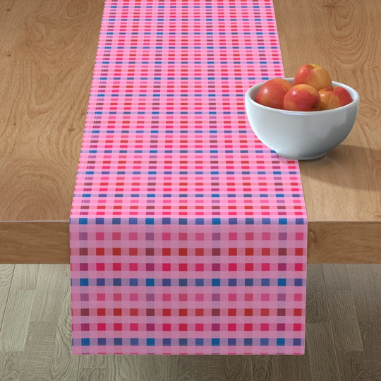 Lovecore Plaid Table Runner - Picnic in Candy Kiss By Yesterdaycollection Gingham Cotton Sateen Spoonflower
