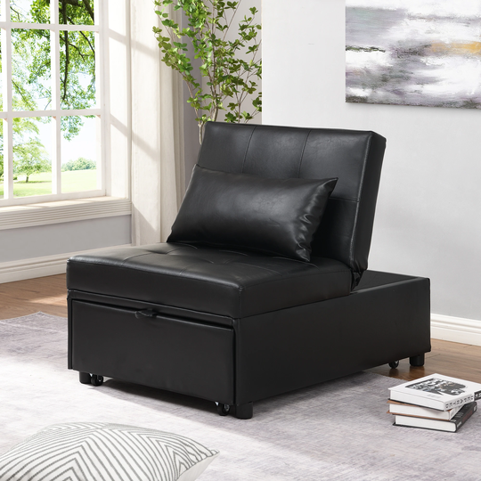 Merax 3-in-1 Convertible Ottoman Fabric or PU Leather Sleeper Sofa Bed