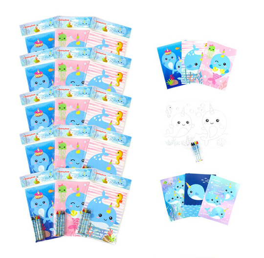Narwhal Party Coloring Books With Crayons Favors
