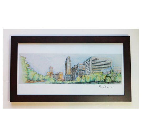 Downtown Omaha Ne Pencil Drawing Print Limited Edition Nebraska Cityscape
