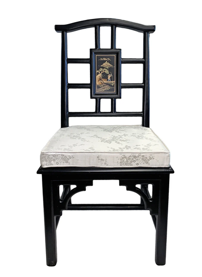 Carved Oriental Chair With Hand Painted Landscape