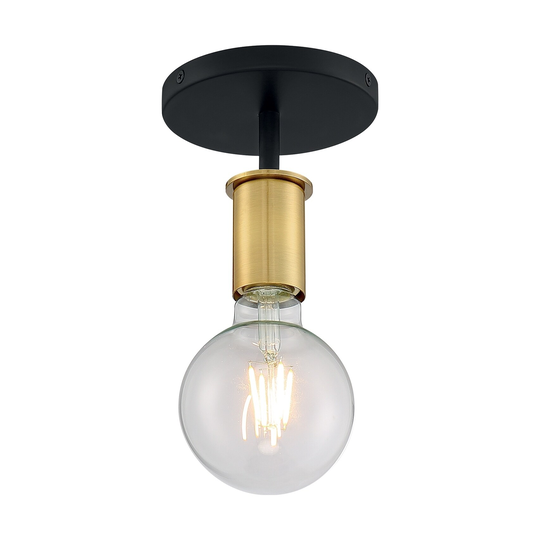 Nova Lighting One Light Semi Flush Mount Ryder Black / Brushed Bras - Exact Size