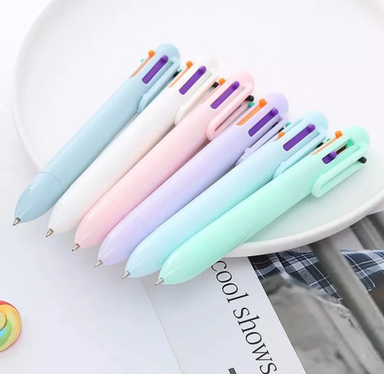 1Pc Multi Color Ballpoint Pen, 6 in 1 Multi-Color Candy Writing, Drawing School, Office Stationery, Cute Gift