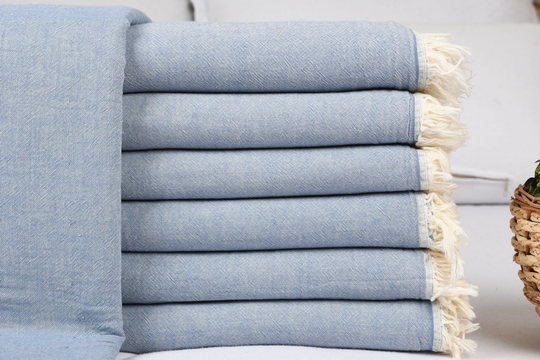 Sofa Blanket, Wedding Gift Blankets, Solid Blue 60x71 Inches Bed Cover, Camping Bedcover, Oversize Throw, Designer
