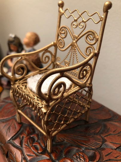 Vintage Minature Chair Twisted Gold Wire