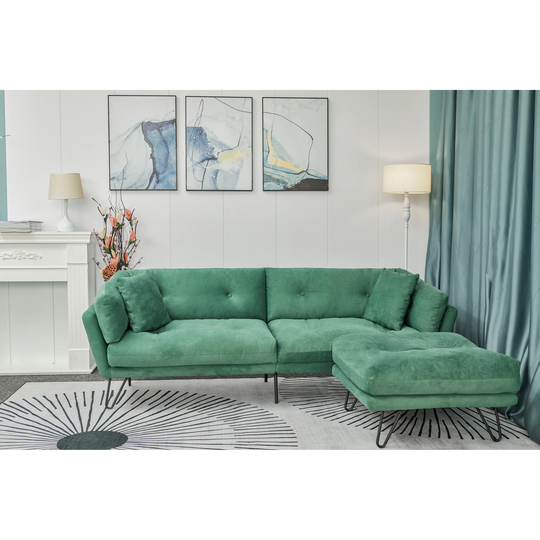 Modern Chenille Fabric Sofa Includes 2 Pillows