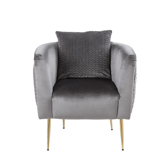 Elegant Woven Design Glam Accent Chair Side Chair Leisure Chair with Golden Feet