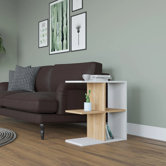 Kennedy Side Table | White Oak Anthracite End Modern Living Room Cube Shelf Couch Small Bookcase
