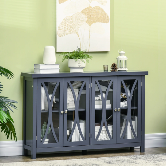 HOMCOM Elegant Kitchen Sideboard, Buffet Cabinet with Storage, Glass Doors, Adjustable Shelves for Living Room, Bedroom - N/A