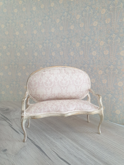 Miniature Shabby Sofa. French Dollhouse Furniture . Scale 112