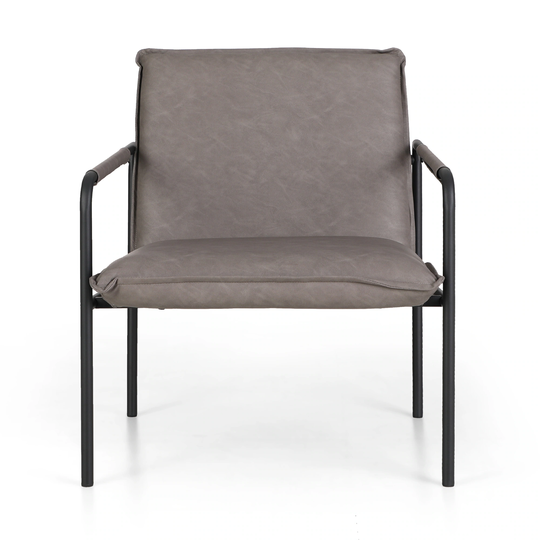 Sofa Chair Accent Lounge Chair Mid Century Modern Steel Frame Retro Soft Leather Low Lounge Arm Chair