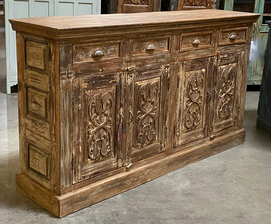 Carved Teak Cabinet With Drawers By Terra Nova Furniture Los Angeles