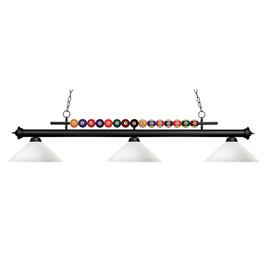 Avery Home Lighting Shark 3-light Island/Billiard Angle Matte Opal-finished Light - White - Matte Black
