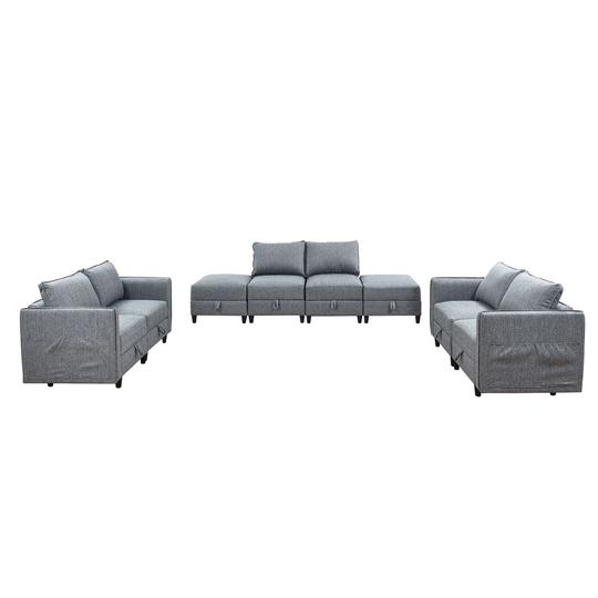 Sectional Sofa L Shaped Convertible Couch with Reversible Chaise Storage Seat with Ottomans