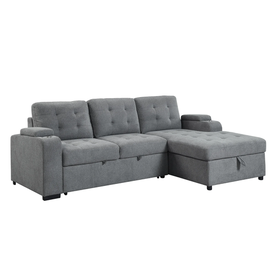 Upholstered Sectional Sofa With Tufted in Gray