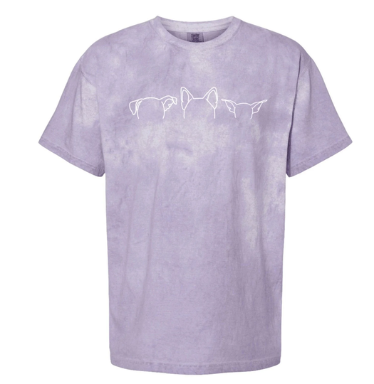 Custom Pet Ear Color Blast Comfort Colors Tee - Personalize Your Pet Ears On A T-Shirt Customized Dog Shirt