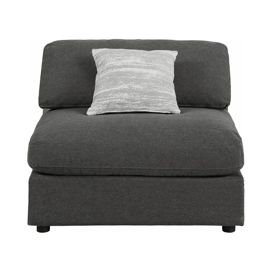 Upholstered Armless Chair in Beige Finish
