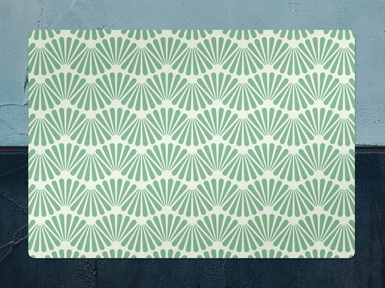 Art Deco Green Chair Mat, Vinyl Floor White Protective Abstract Splat Pvc Flooring, Housewarming Gift