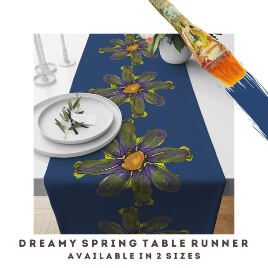 Table Runner Abstract Floral Print Dining Room Kitchen Top Decor Modern Art Flower Retro Cotton Twill Spring Buffet Scarf Hostess Gift