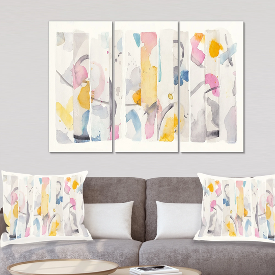 Designart 'Multi-Color Geometric Bars II' Modern Gallery-wrapped Canvas