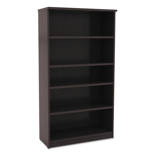 Alera Valencia Series Bookcase, Five-Shelf, 31 3/4 x 14 x 64 3/4, Espresso - 31 3/4" x 14" x 64 3/4"