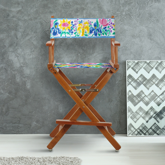 24" Director's Chair Honey Oak Frame-Garden Flowers - 23"W x 19"D x 39.5"H