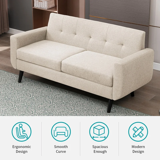 Loveseat Sofa Couch, Mid-Century Modern Couch Love Seats Sofa, Button Tufted Upholstered Small Couch