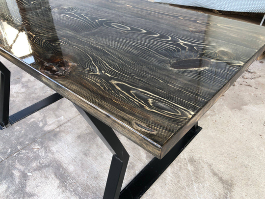 Ready To Ship Black Wooden Table, Dining Wood Kitchen Smooth Edge Walnut Meeting Table 62.4"x31.2"(156x78